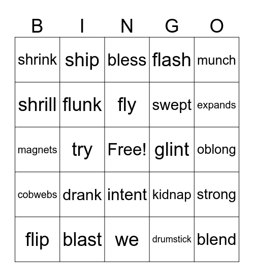 Phonics Lesson 2-18 Spell Check Bingo Card