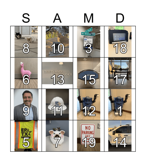 Streets and Maintenance Bingo Card