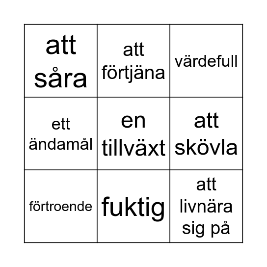 Lektion 26 Bingo Card