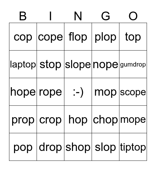 The op family and ope family BINGO!!! Bingo Card