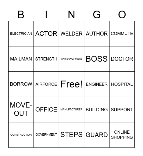 Careers: ASL 3 Bingo Card