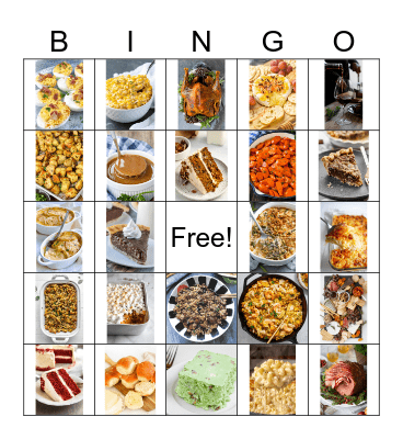 Thanksgiving Foods Bingo Card