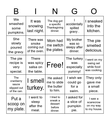 Thanksgiving Bingo Card