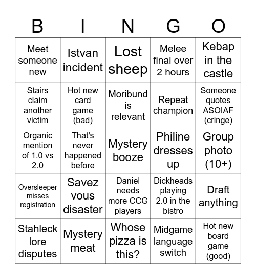 Stahleck Bingo 2025 Bingo Card