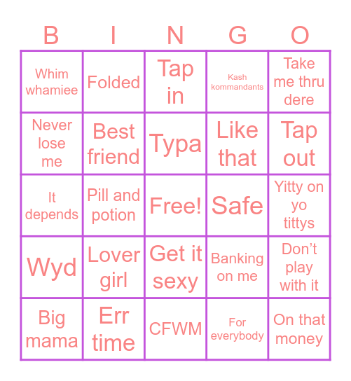 For the girls Bingo Card