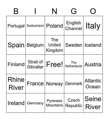 Western Europe Bingo Card