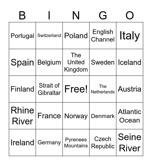 Western Europe Bingo Card