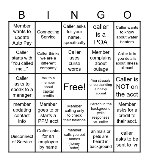 Office Bingo Card