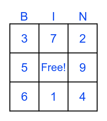 BINGO Numeros 1-10 Bingo Card
