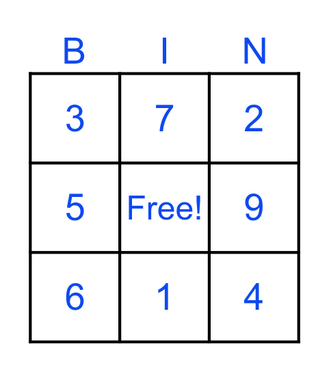 BINGO Numeros 1-10 Bingo Card