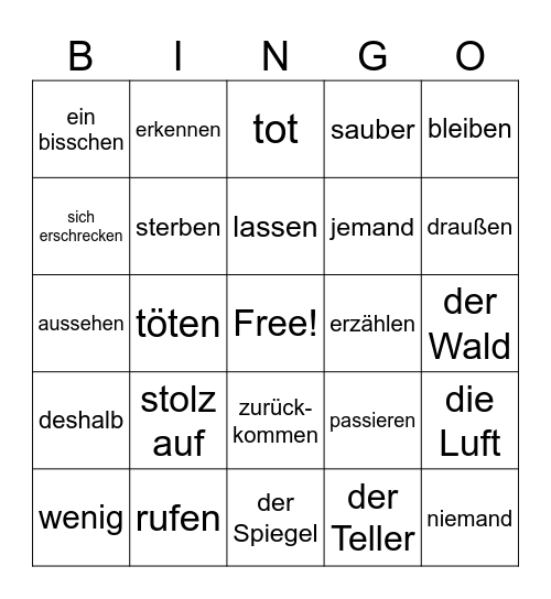 Schneewittchen Bingo Card