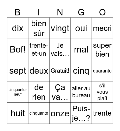 Noel Garcia Bingo Card