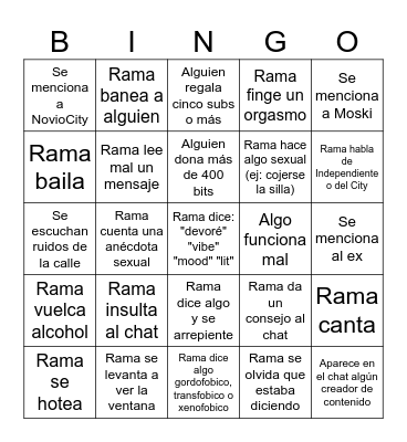 RamaCity Bingo Card