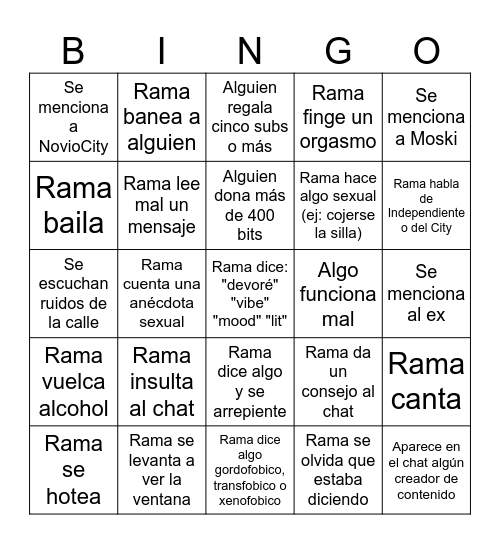 RamaCity Bingo Card