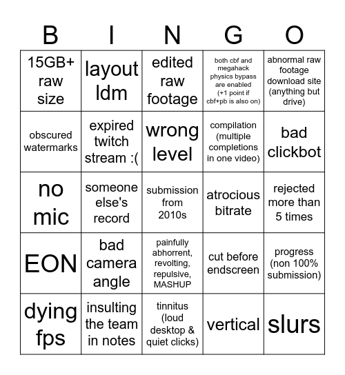 list helper bingo Card