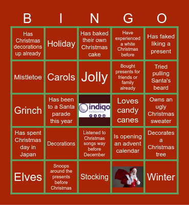 Indigo Christmas Bingo Card