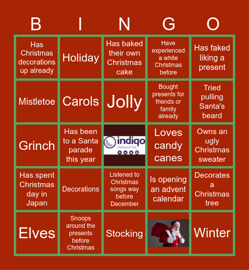 Indigo Christmas Bingo Card