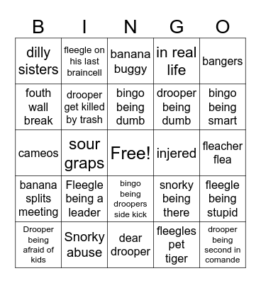 banana spilts bingo Card