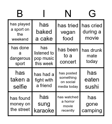 Find someone who... Bingo Card