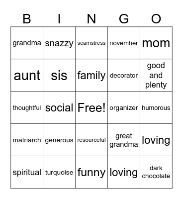 Mary Madeline's Birthday Bingo Card