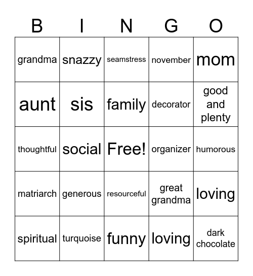 Mary Madeline's Birthday Bingo Card