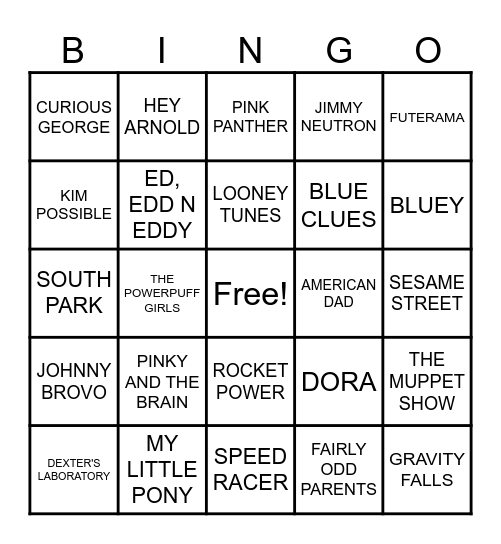 Summit Events Cartoons Bingo Card