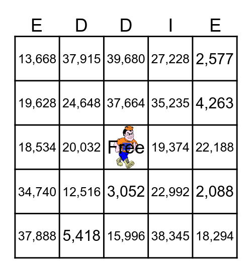 Multiplication Bingo Card