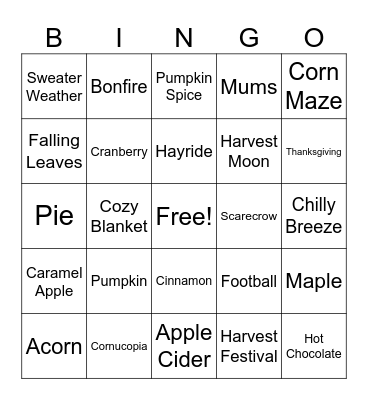 Fall Bingo Card