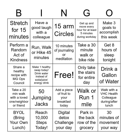 12 Days of Fitness & Wellness December 2025 Bingo Card