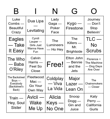 Singo Bingo Card