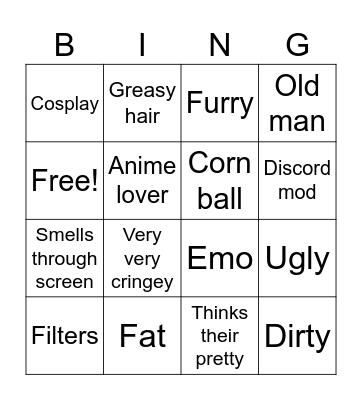 Cring Bingo Card