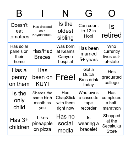 CAB/HAC BINGO CARD Bingo Card