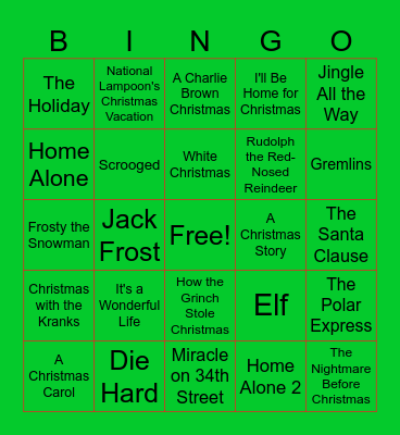 VERG Christmas Bingo Card