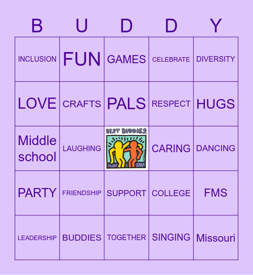 Skidmore Best Buddies Bingo Card