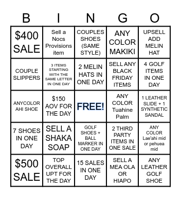 O L U K A I Bingo Card