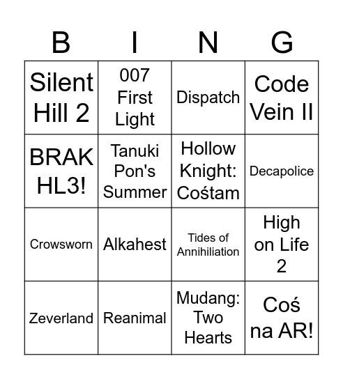 Xbox Preview Bingo Card