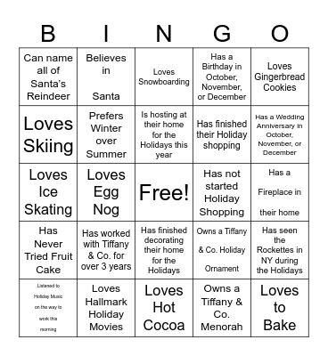 Tiffany Bingo 2 Bingo Card