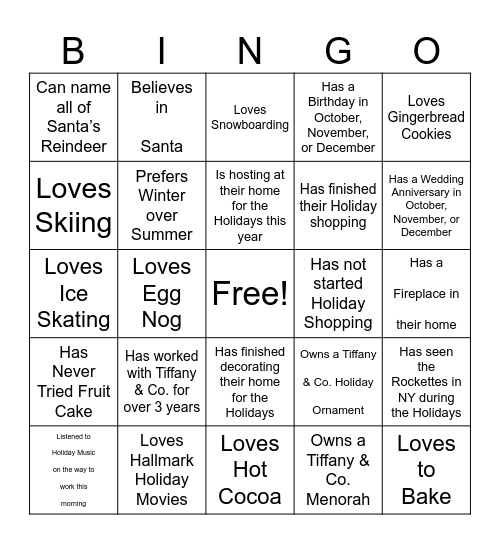 Tiffany Bingo 2 Bingo Card