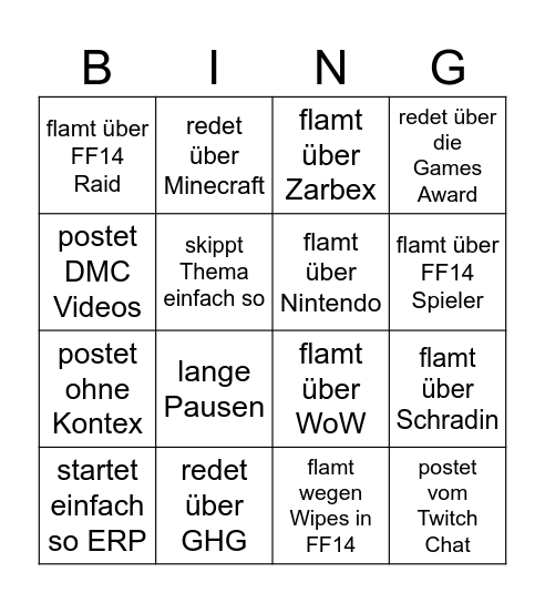 Jessie Bingo Card