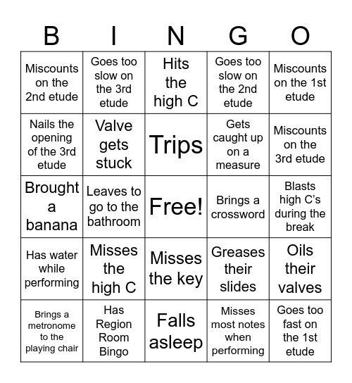 Region Room Bingo! Bingo Card