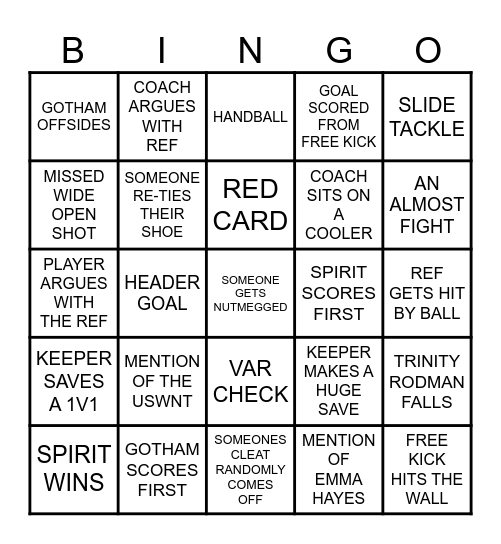 NWSL FINALS 2025 Bingo Card