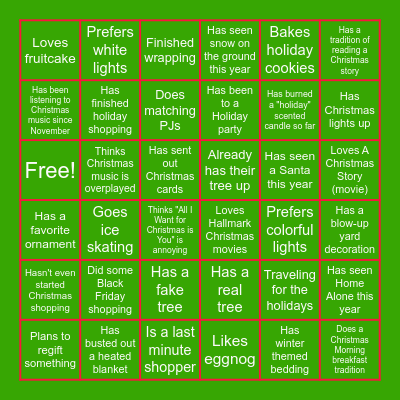 Holiday Bingo! Bingo Card