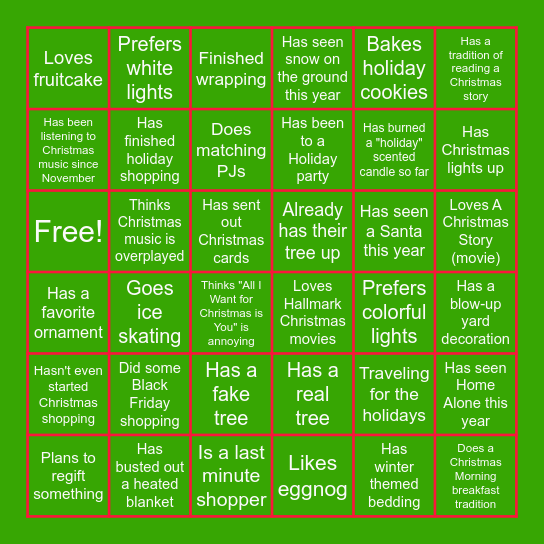 Holiday Bingo! Bingo Card