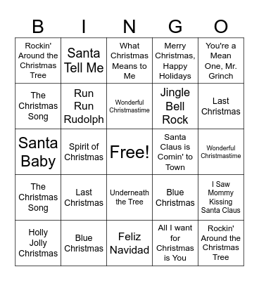 JACC Mistletoe & Bingo- HOLIDAY FAVORITES Bingo Card