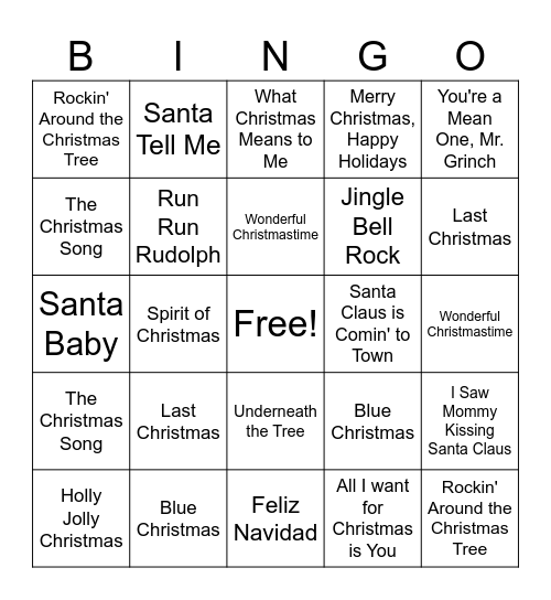 JACC Mistletoe & Bingo- HOLIDAY FAVORITES Bingo Card