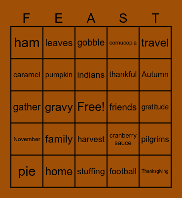 Gobble, Gobble Bingo Card