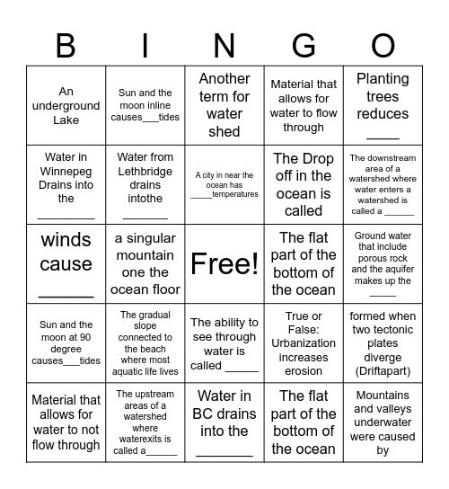 Science 8 Topics 4 -5 Bingo Card