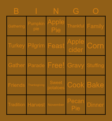 Thanksgiving Bingo Card