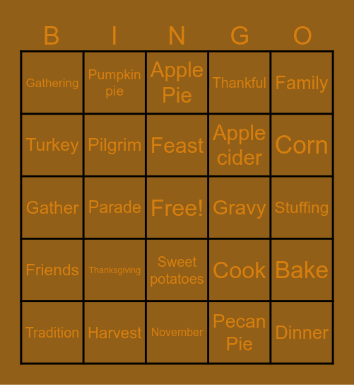 Thanksgiving Bingo Card