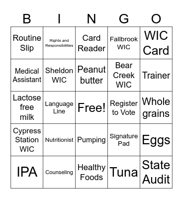 LA 48 - WIC Bingo Card